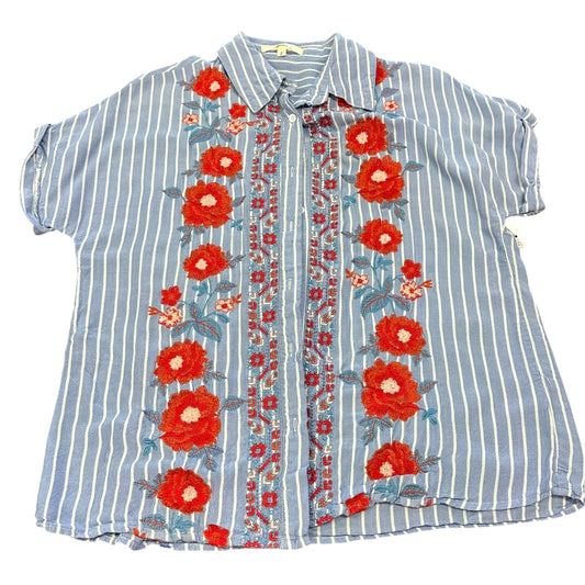 ANDREE BY UNIT STRIPED EMBROIDERED BLOUSE 139 SMALL