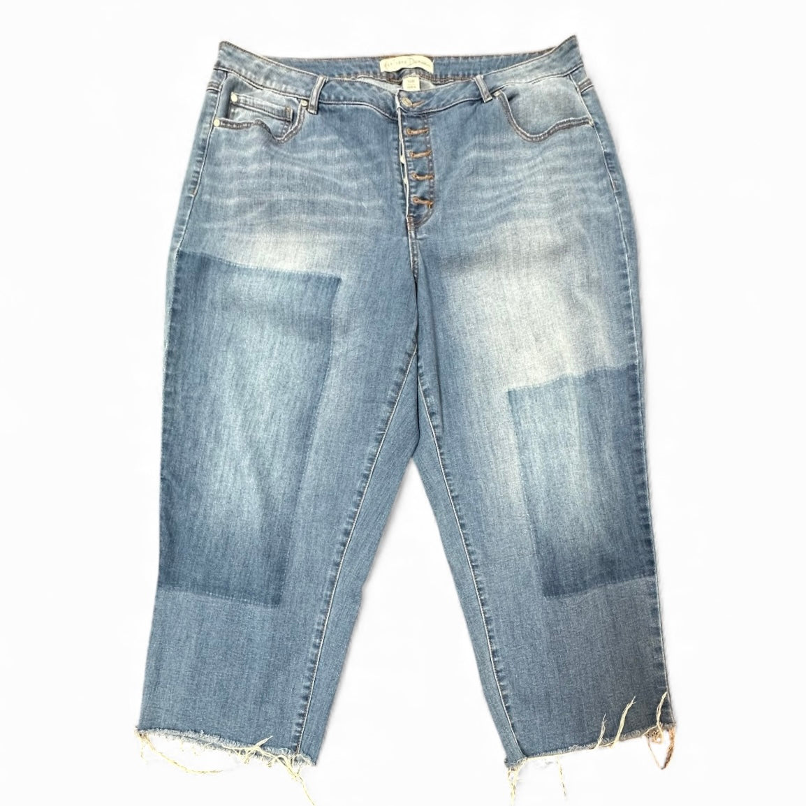 CATO BLUE DENIM JEANS CROPPED ANKLE HI RISE 7 SZ 16W