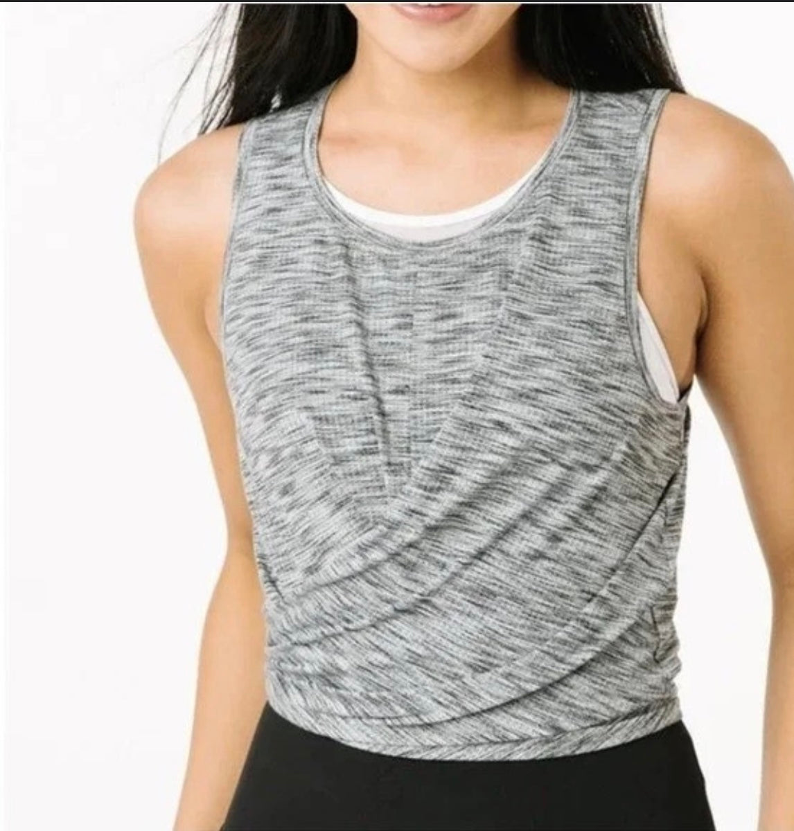 ZYIA ACTIVE GRAY TIE WAIST CROP TOP 123 XXXL