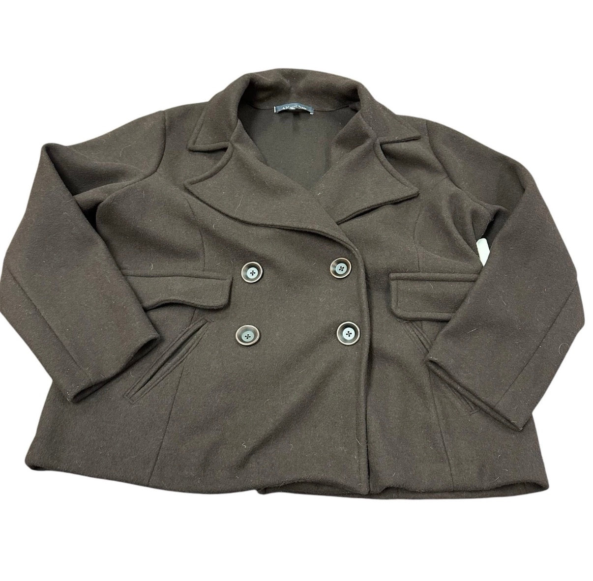 ANNE KLEIN PLUS SIZE CHOCOLATE BROWN COAT 2X WOOLBLEND