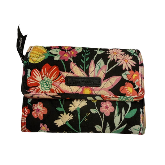 VERA BRADLEY BLACK TRIFOLD FLORAL WALLET 263 OS