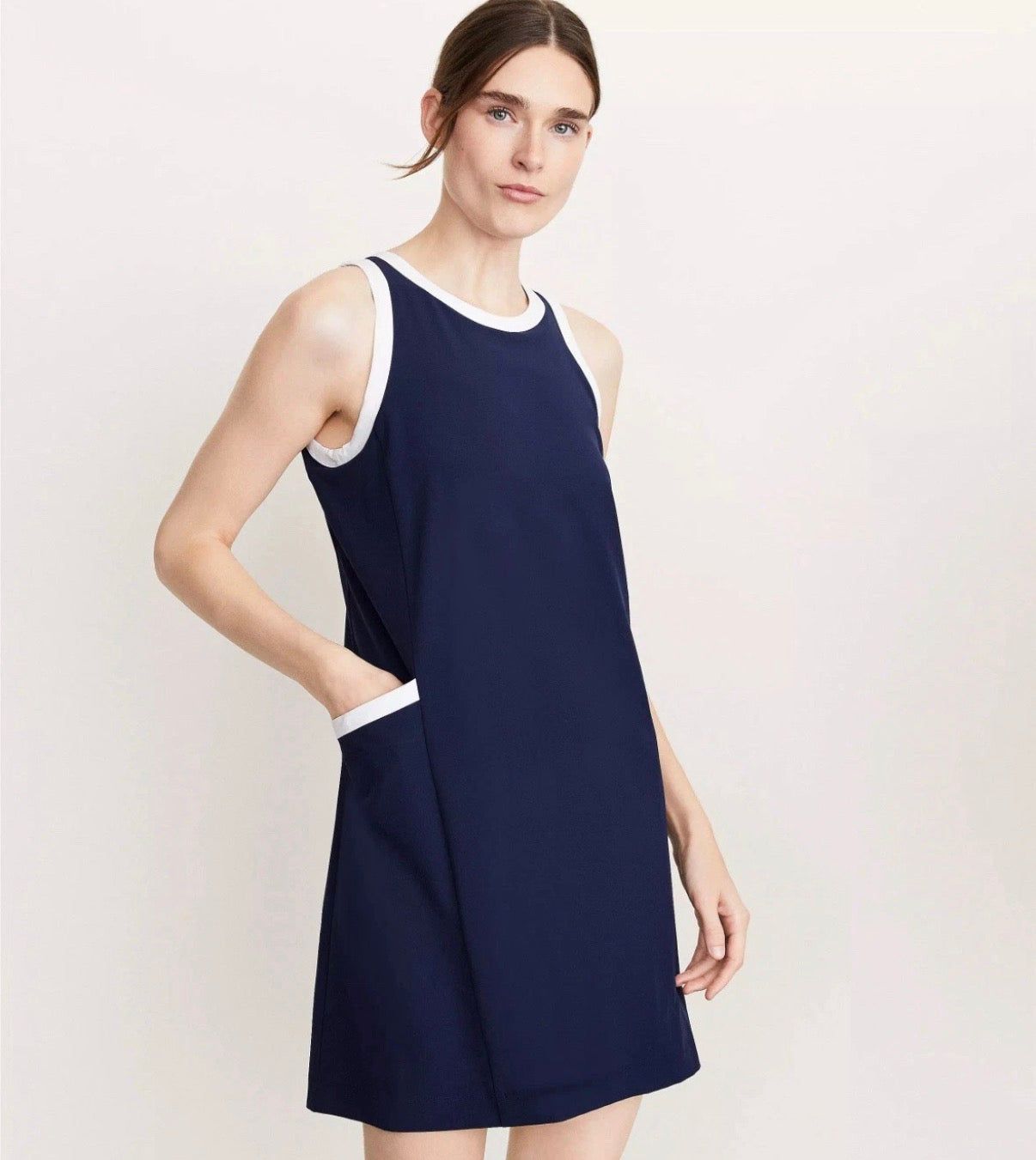 LOU & GREY WOMENS DRESS TIPPED WANDERWEAVE MINI POCKET NAVY BLUE LARGE
