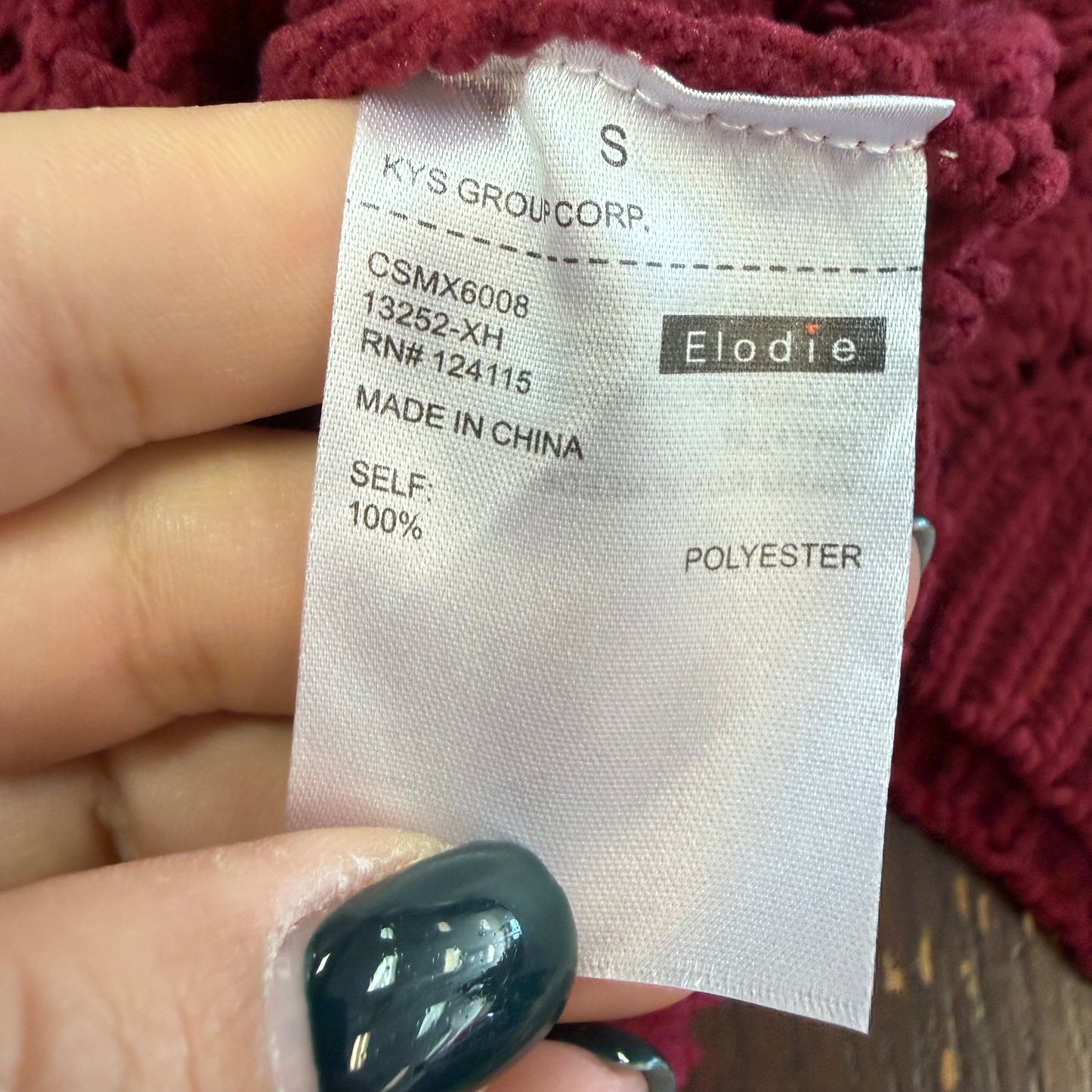 ELODIE MAROON OPEN KNIT SWEATER 245 SMALL