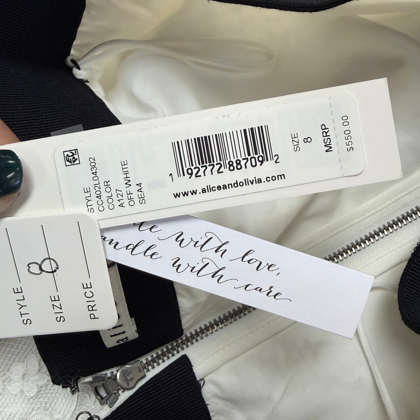 ALICE + OLIVIA WHITE LACE TEA LENGTH SKIRT 122 NWT $550 SZ 8