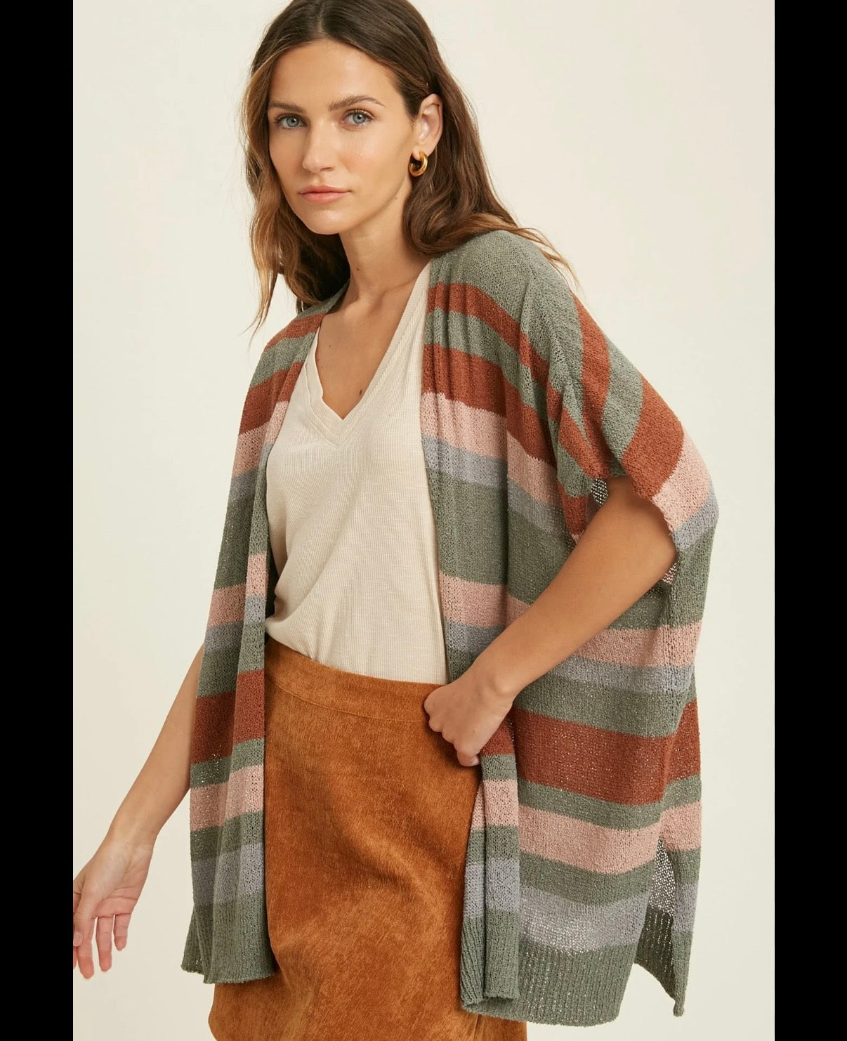 WISHLIST STRIPED KNIT KIMONO 100 M/L