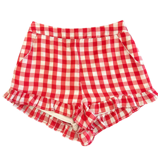 GB RED WHITE PLAID SHORTS RUFFLE 271 SMALL