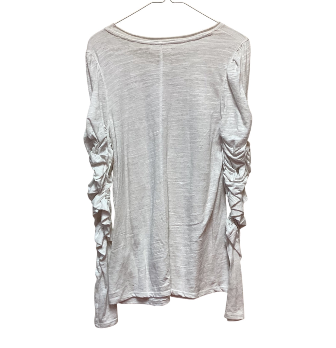 WE THE FREE (FREE PEOPLE) NATASHA WHITE RUCHED LONG SLEEVE - LARGE - 122