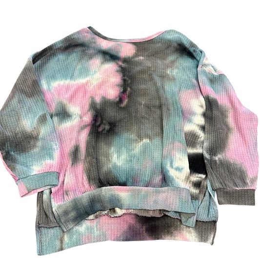 FANTASTIC FAWN TIE DYE WAFFLEKNIT TOP 234 SMALL - OVERSIZED