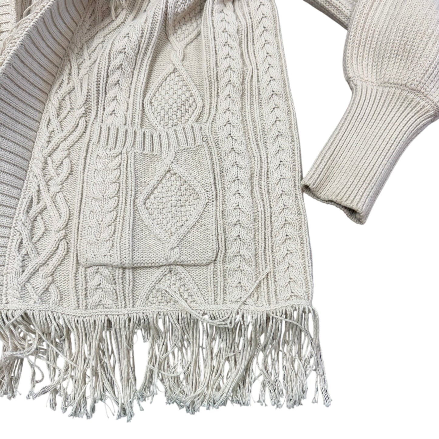 JONATHAN SIMKHAI ANINA FISHERMAN CARDIGAN STONE WOOL COTTON NO BELT 6 SMALL