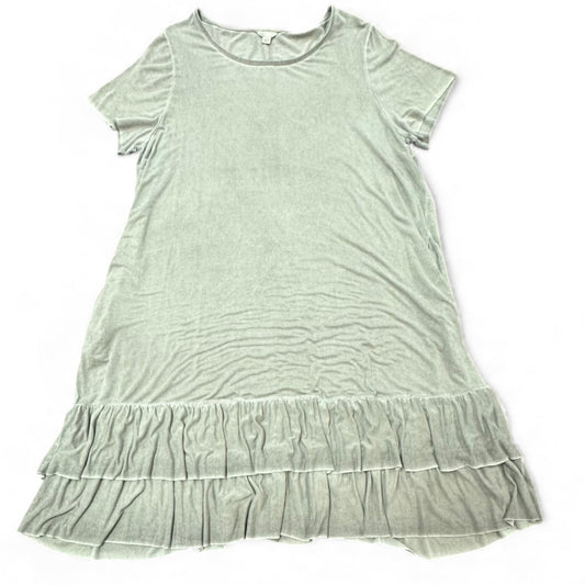 CATO STONE WASHED GREEN DRESS RUFFLE HEM 100 SZ 18/20W