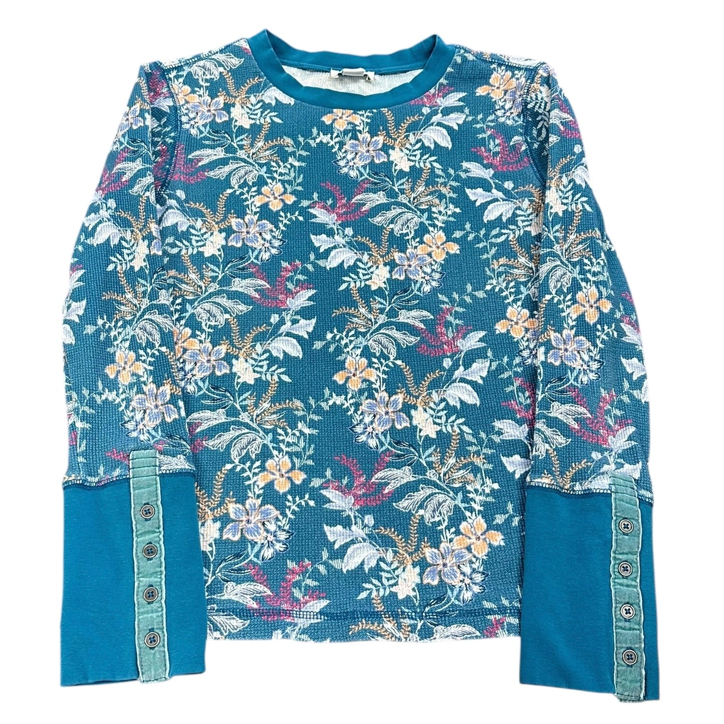SUNDANCE BLUE FLORAL THERMAL LONG SLEEVE TOP 203 SMALL