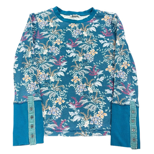 SUNDANCE BLUE FLORAL THERMAL LONG SLEEVE TOP 203 SMALL