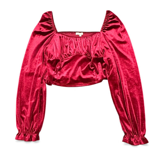 C&V BURGUNDY RED VELOUR CROPPED BLOUSE 164 2XL
