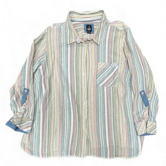 NAUTICA JEANS STRIPED BUTTON UP BLOUSE 196 3X
