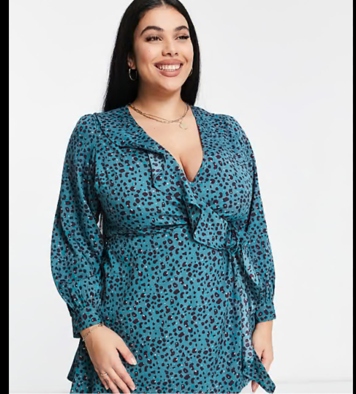 LTS TEAL ANIMAL PRINT TOP 15 LARGE