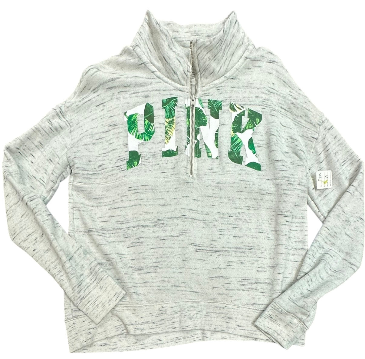 VICTORIA SECRET GRAY 1/4 ZIP SWEATSHIRT 243 MEDIUM