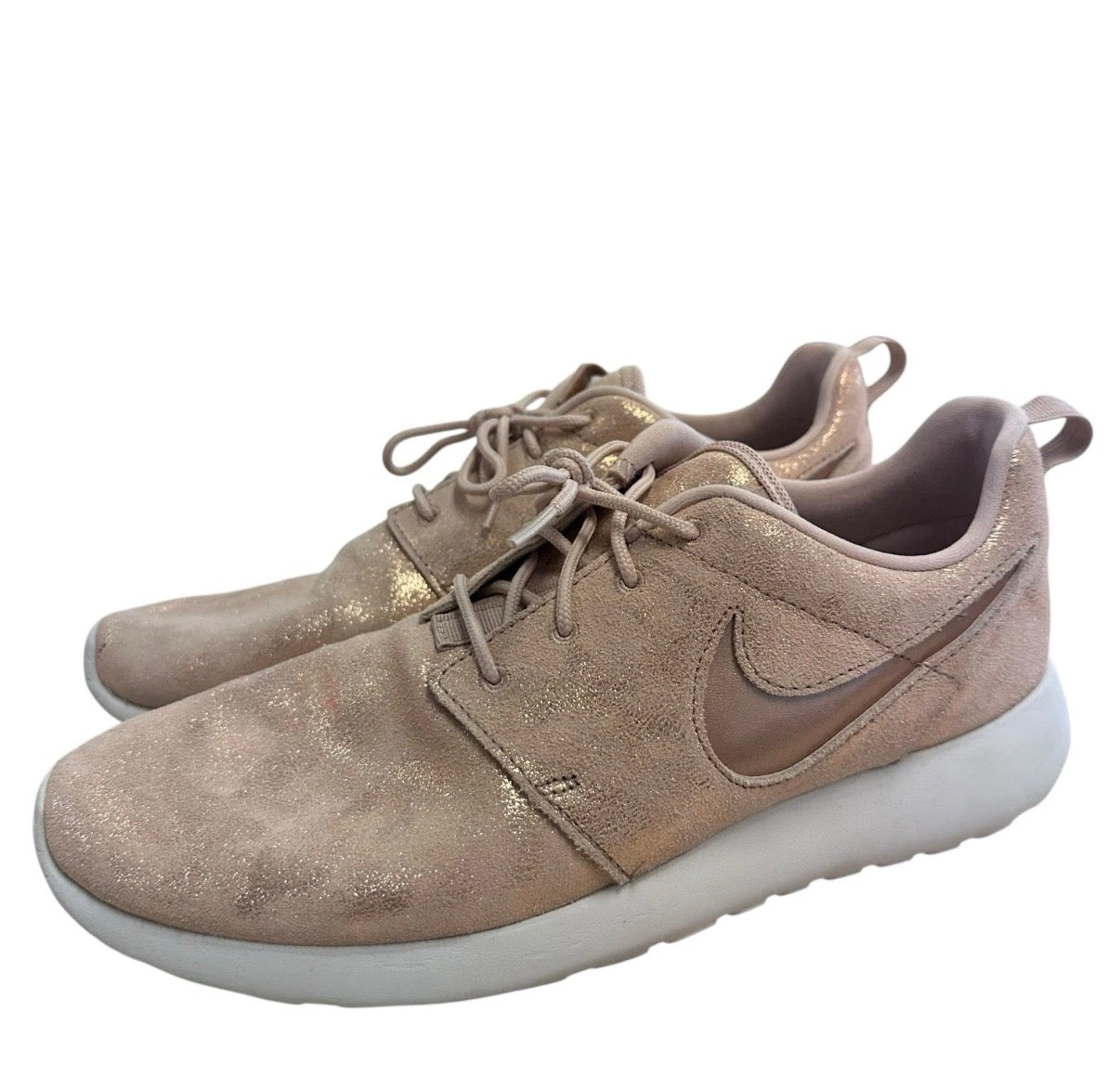 NIKE WOMENS ROSHE ONE PREMIUM METALLIC RED BRONZE LACE UP SNEAKERS SHOES SZ 9.5
