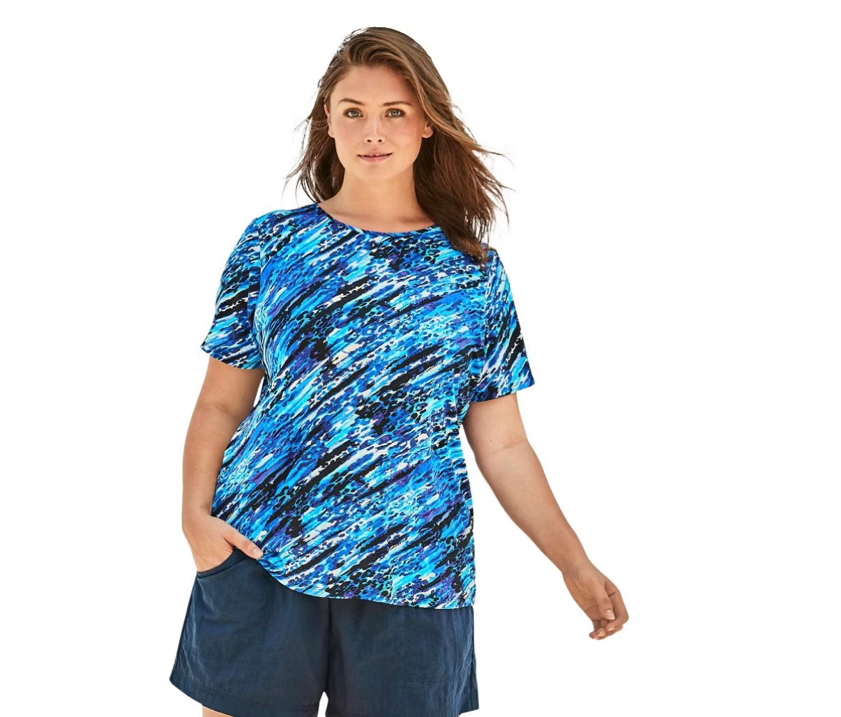 SHORT SLEEVE SWIM TOP NAVY BLUE 137 3X