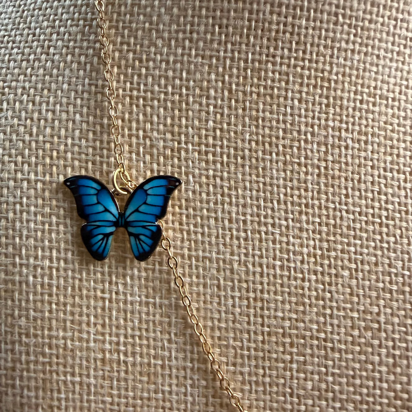 BLUE BUTTERFLY GOLD NECKLACE