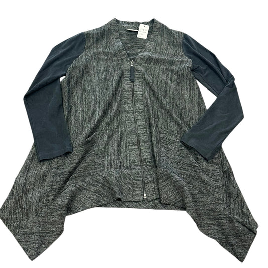 LOGO FULL ZIP GRAY BLACK CARDIGAN 44 XS - fits small