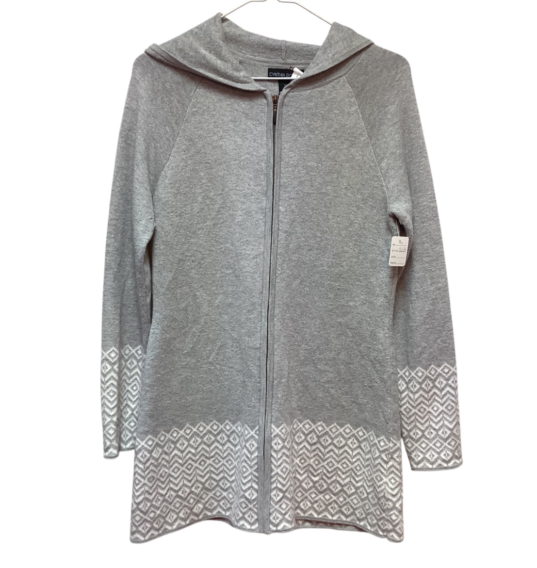 CYNTHIA ROWLEY GRAY FULL ZIP CARDIGAN - SMALL - 203