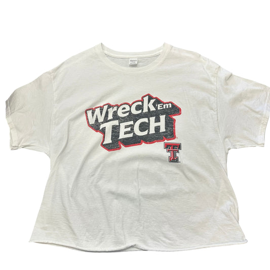 HANES WRECK EM WHITE TSHIRT CROPPED 100 LARGE