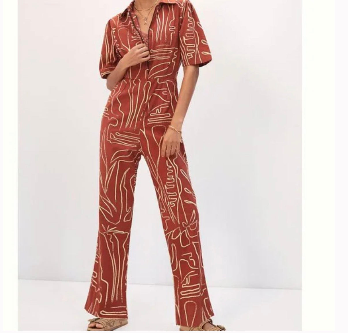 BEL KAZAN RUST BEIGE JUMPSUIT 100 SMALL