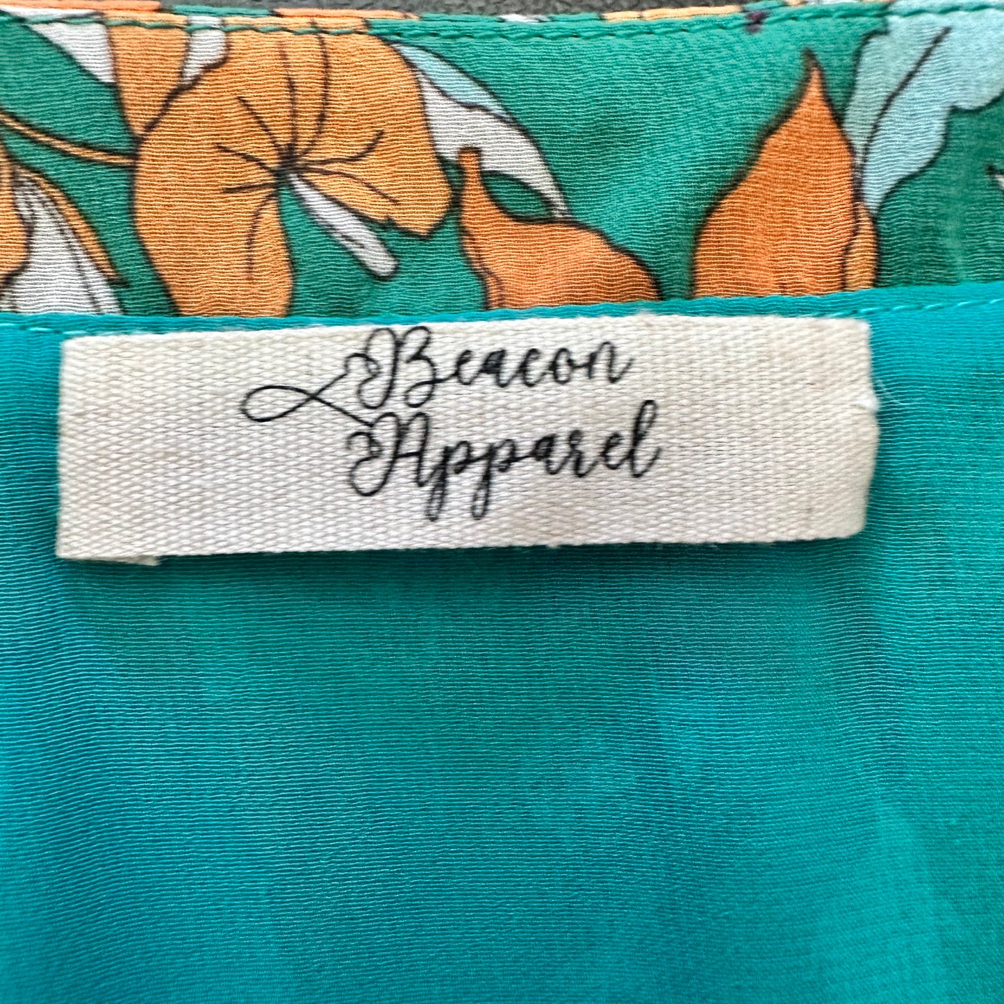 BEACON APPAREL GREEN FLORAL BLOUSE 100 SMALL