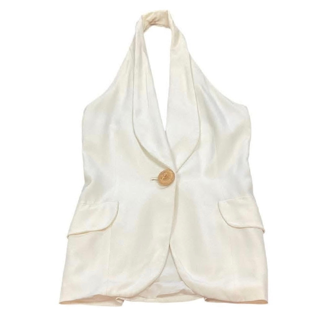 GENNY WHITE HALTER BLOUSE 228 MEDIUM