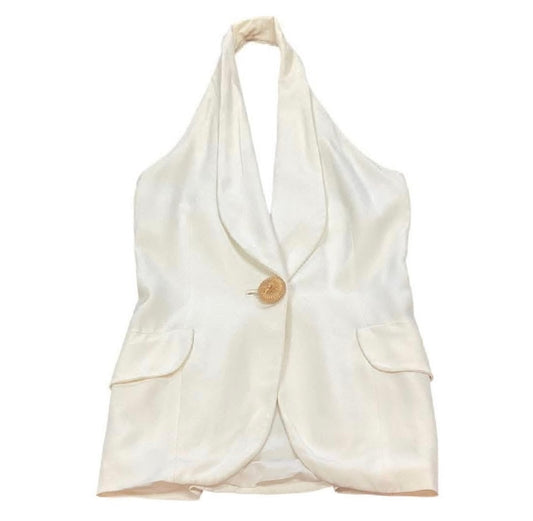 GENNY WHITE HALTER BLOUSE 228 MEDIUM