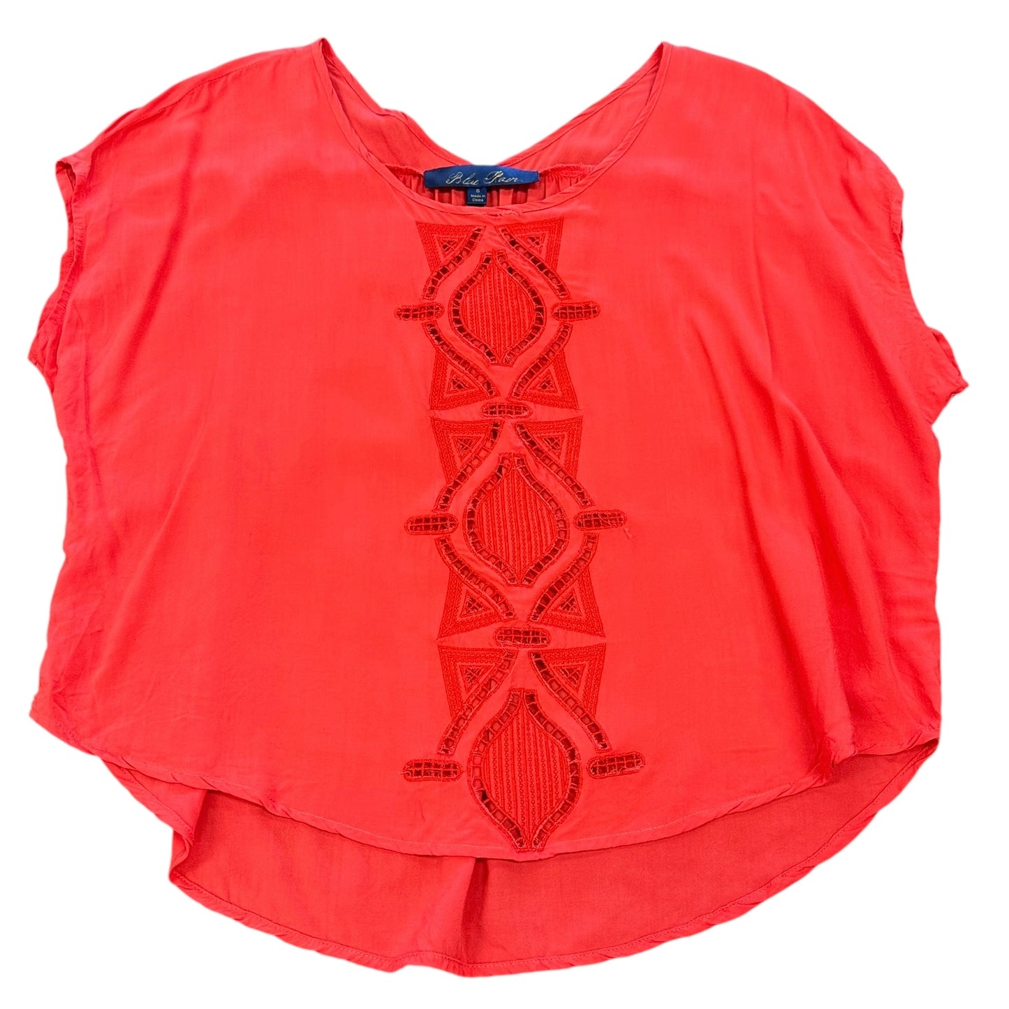 BLUE RAIN SALMON EMBROIDERED BLOUSE 38 SMALL
