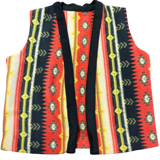 SOUTHWESTERN FLEECE OPEN VEST HANDMADE USA 100 LARGE