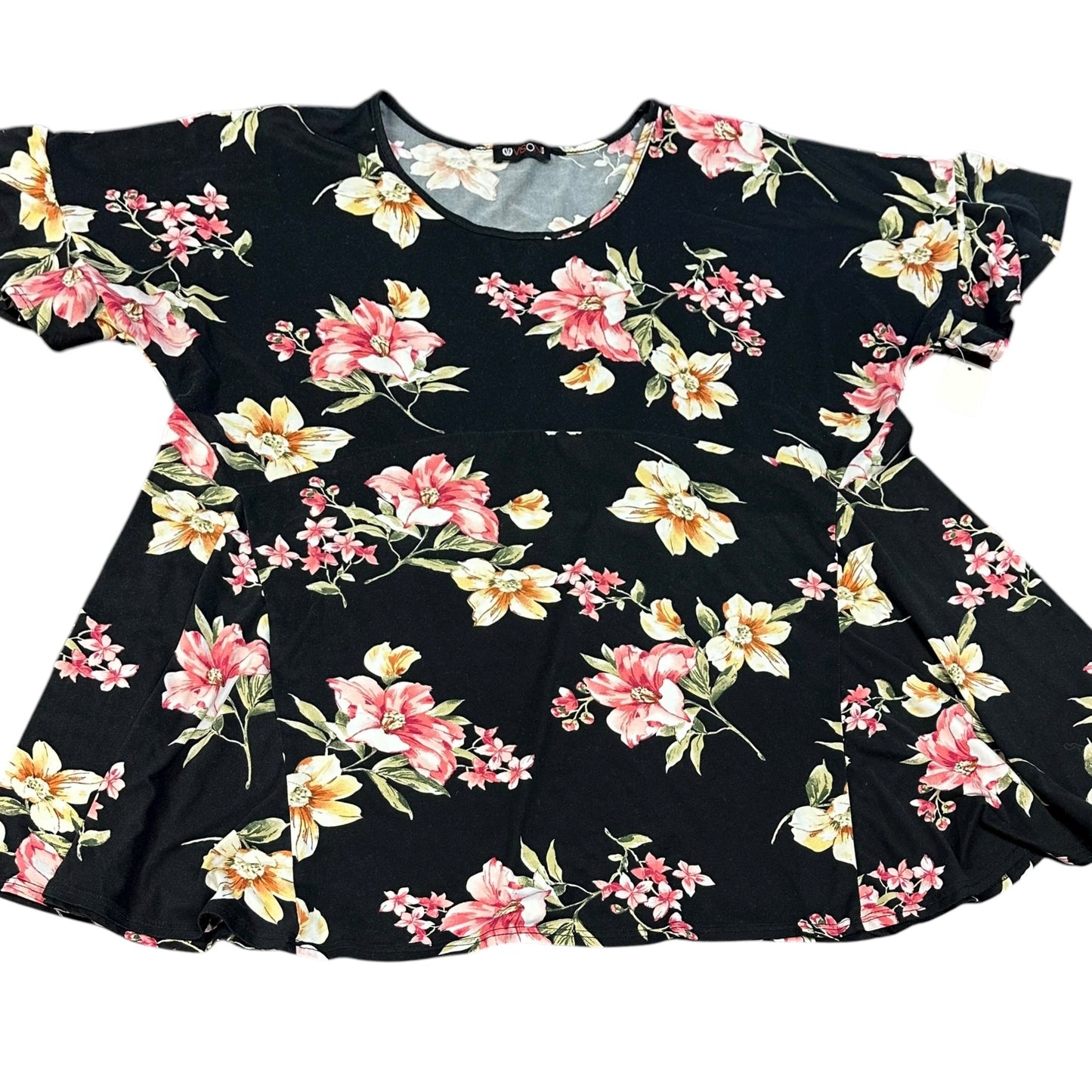 VISION BLACK FLORAL BLOUSE 85 2X