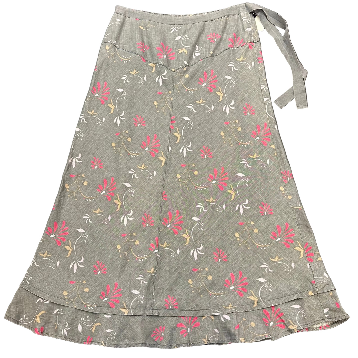 WHITE STUFF GRAY FLORAL LINEN SKIRT 258 SZ 8