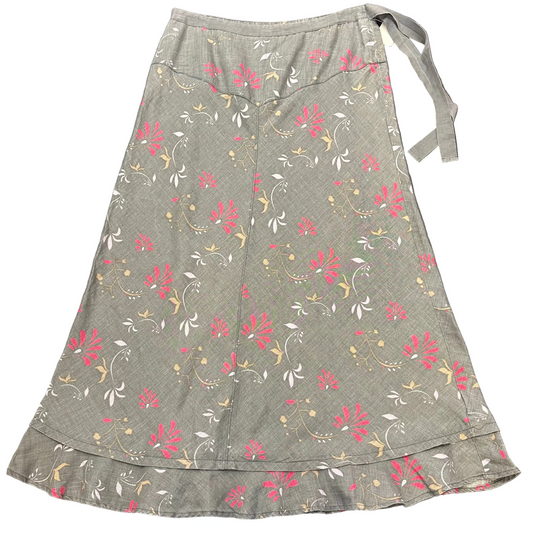 WHITE STUFF GRAY FLORAL LINEN SKIRT 258 SZ 8