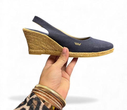 VISCATA BARVELONA LLORET NAVY ESPADRILLE WEDGES 214 SZ 8.5