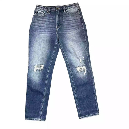 KANCAN BLUE DENIM JEANS DISTRESSED SZ 9/28