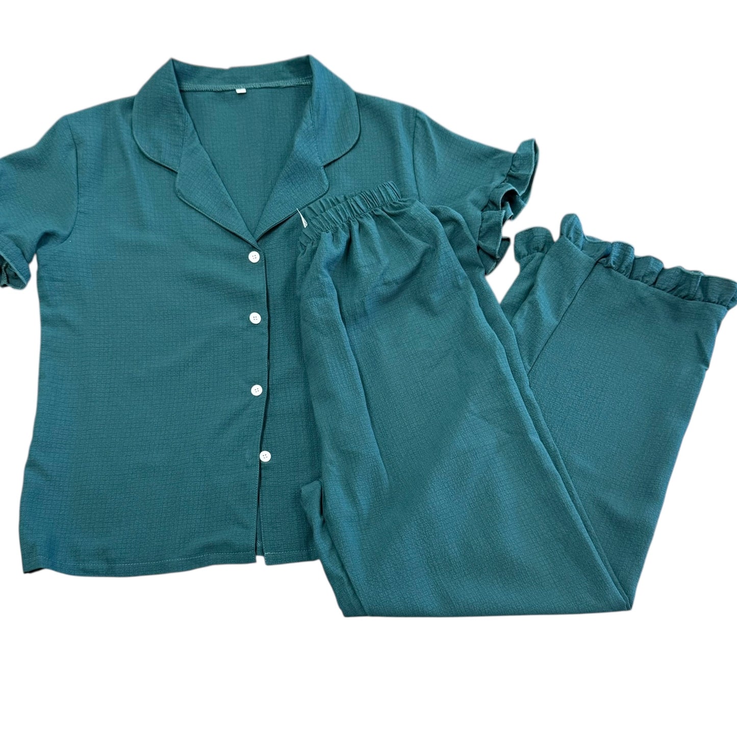 DARK GREEN 2 PIECE OUTFIT RUFFLES 223 SMALL