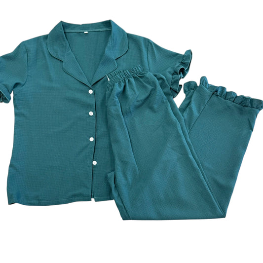 DARK GREEN 2 PIECE OUTFIT RUFFLES 223 SMALL