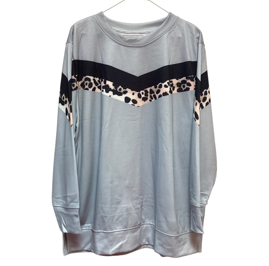 GRAY ANIMAL PRINT BLACK STRIPED SWEATSHIRT - 2XL - 136