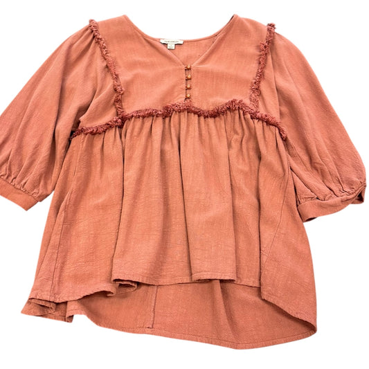 REMIXMESS TERRACOTTA BOHO BABYDOLL BLOUSE 52 SMALL