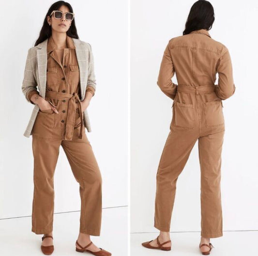 MADEWELL BROWN JUMPSUIT SMALL MISSING BELT