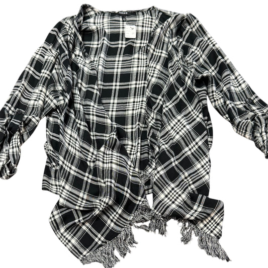 TORRID BLACK WHITE OPEN FRONT CARDIGAN 227 SZ 3X