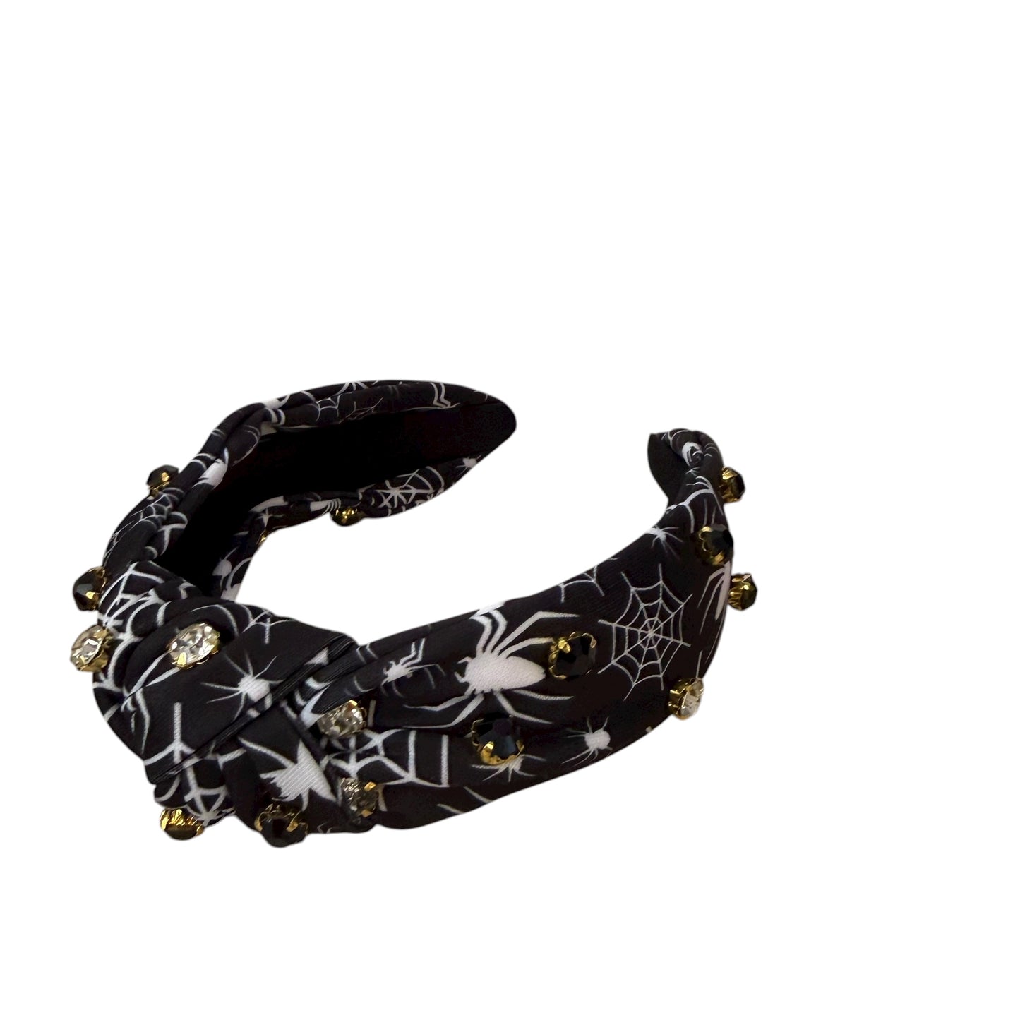 BLACK SPIDER WEBS JEWELED HEADBAND