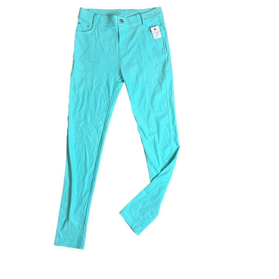 YELETE TURQUOISE PULL ON PANTS  LARGE