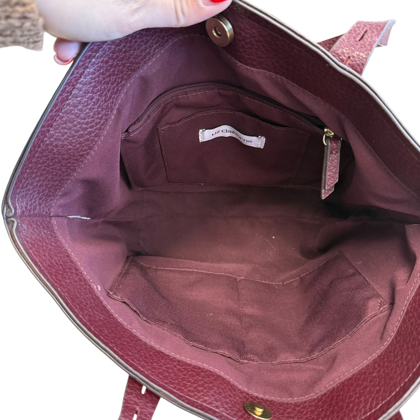 LIZ CLAIBRONE MARINA SHOPPER TOTE BAG MAROON 39