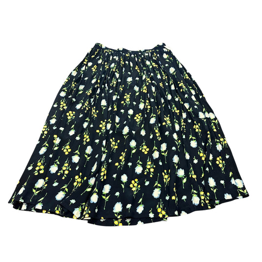 COLDWATER CREEK NAVY FLORAL FULL LENGTH SKIRT 100 LARGE PETITE