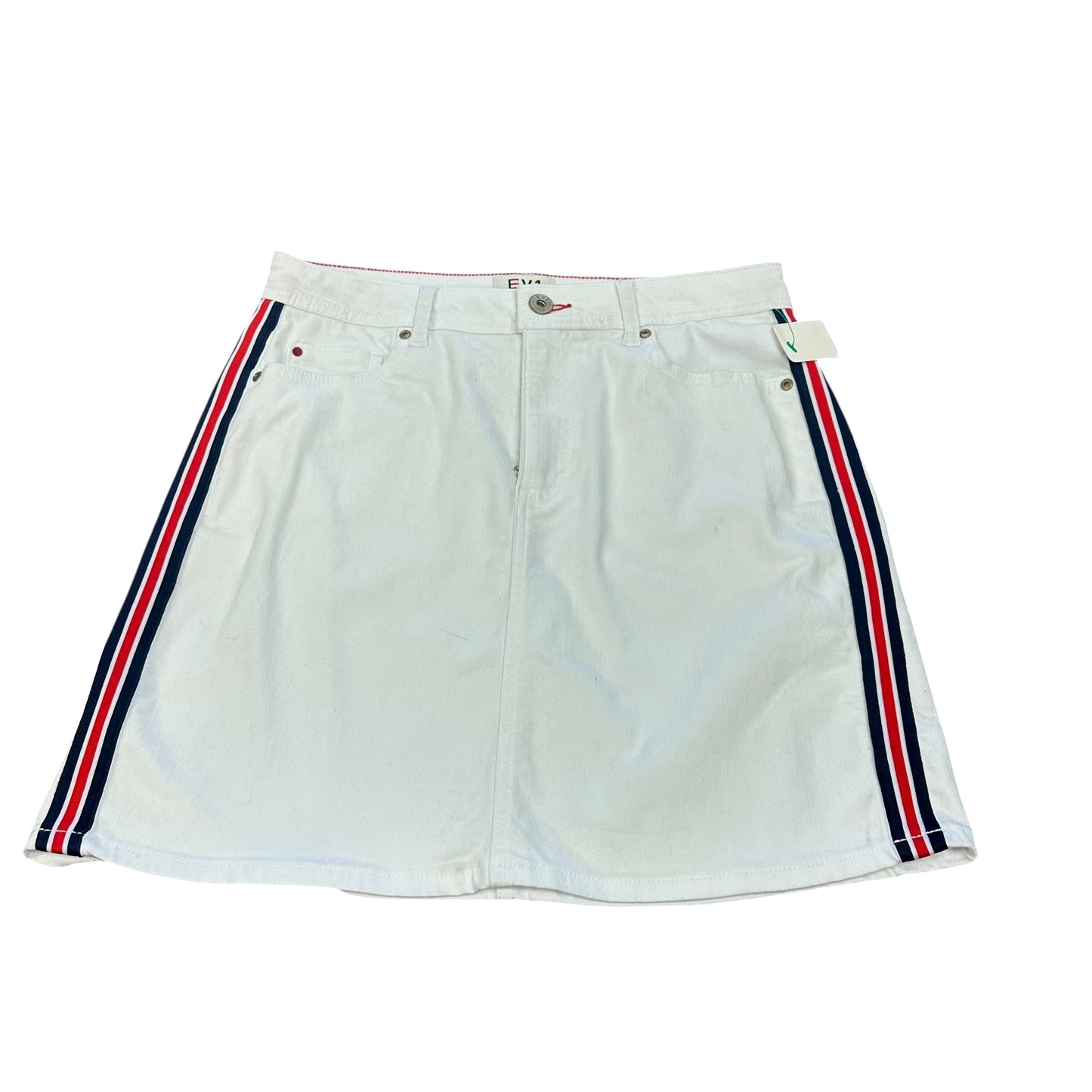 EV1 WHITE DENIM SKIRT 149 Sz 10