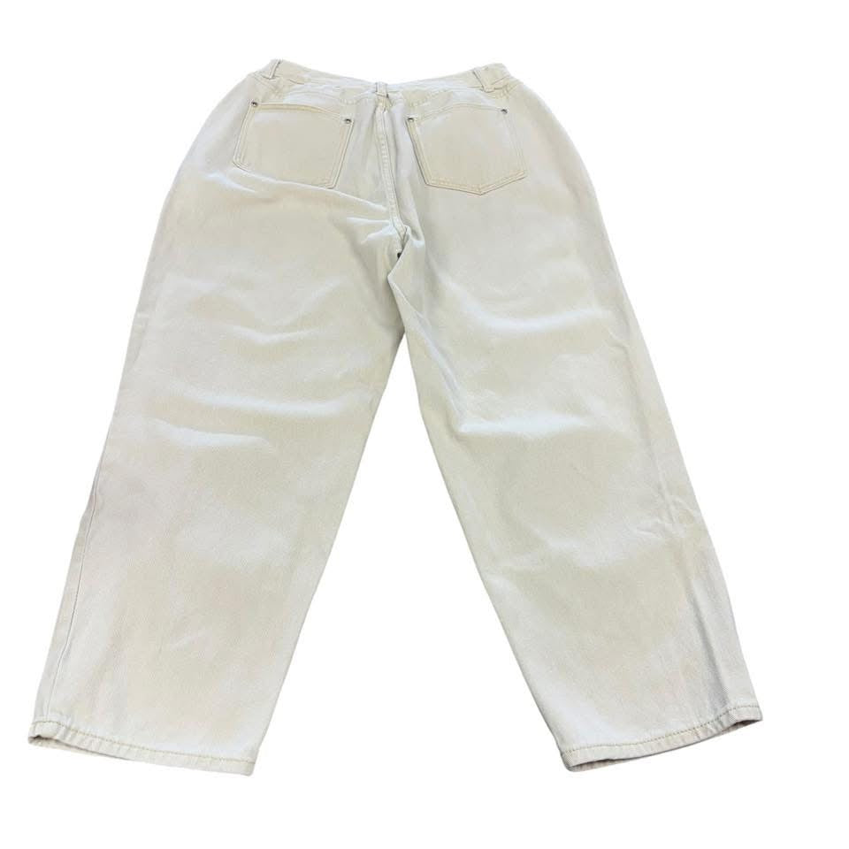 BOOHOO HIGH WAISTED TAN WIDE LEG DISTRESSED JEANS 84 Sz 10