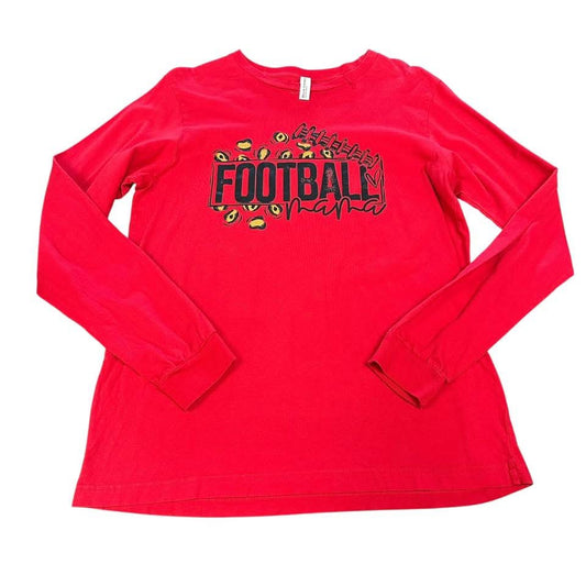 RED LONG SLEEVE FOOTBALL MAMA T-SHIRT 73 LARGE